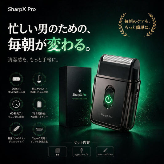 SharpX Pro  忙しい朝を変える60秒シェーバー